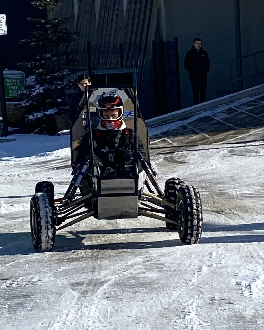 Baja Car driving down track